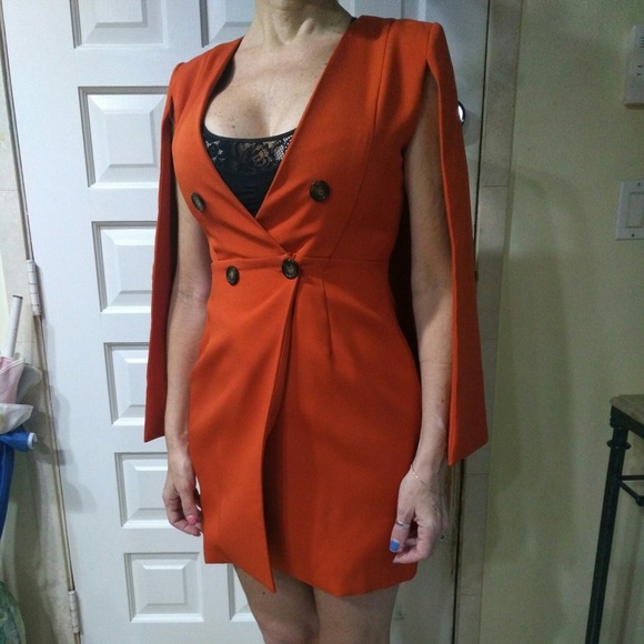 orange cape dress
